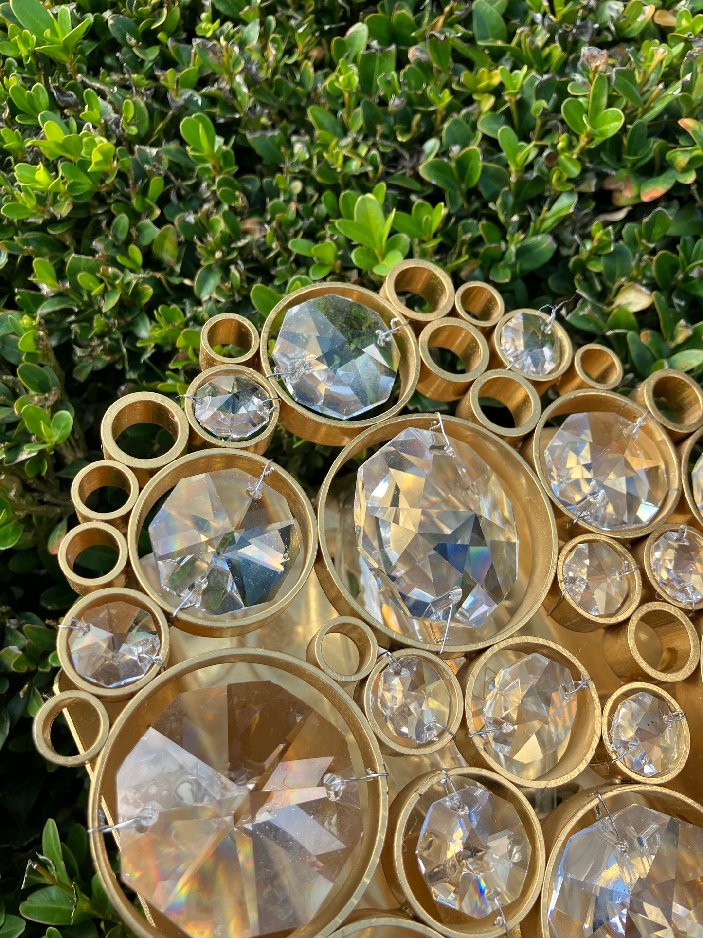 Palwa style 1970s Gold and Crystal Wall Lights