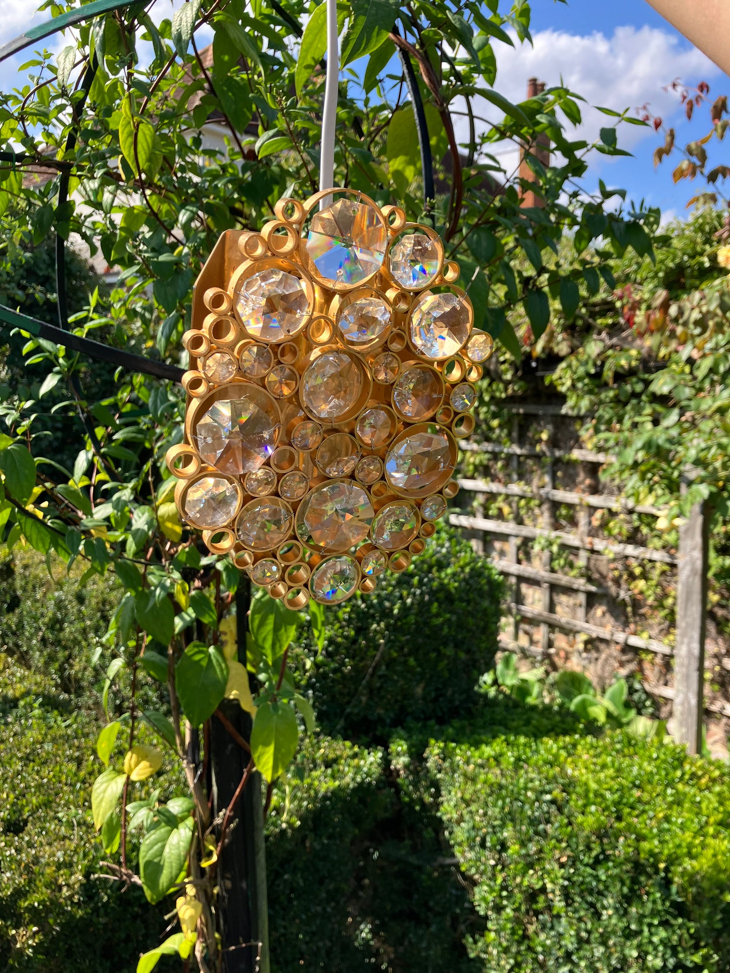 Palwa style 1970s Gold and Crystal Wall Lights