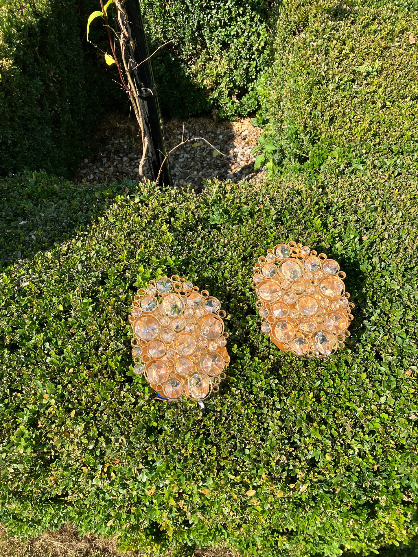 Palwa style 1970s Gold and Crystal Wall Lights