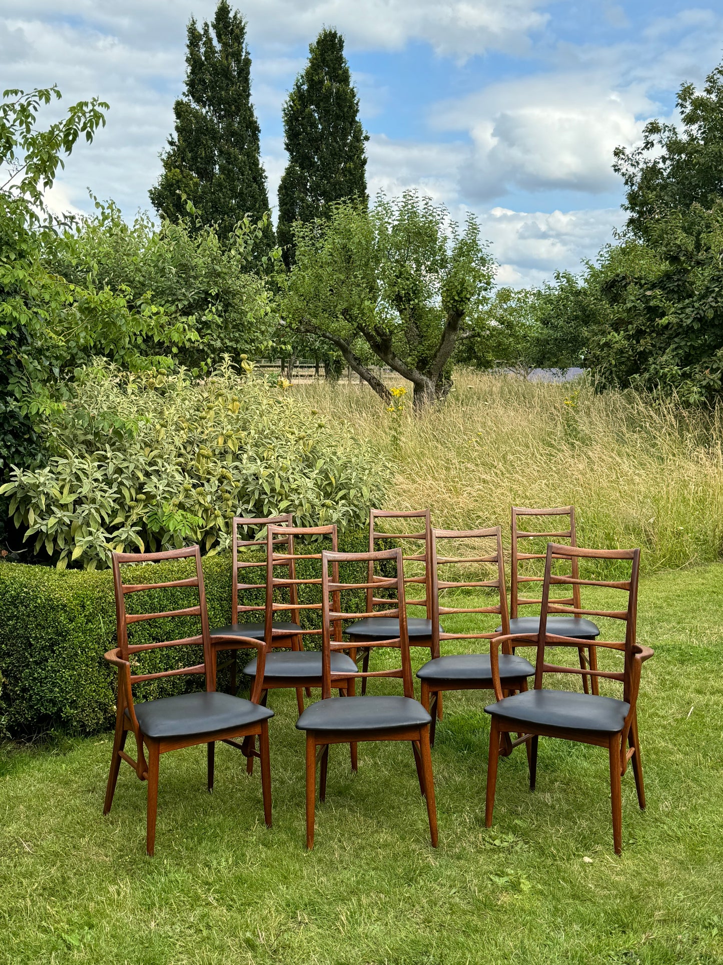 Mid Century Modern Extending Teak Table by Nils Jonsson for Hugo Troeds with 8 'Lis' Chairs by Niels Koeofoed for Mobelfabrik Dining Set