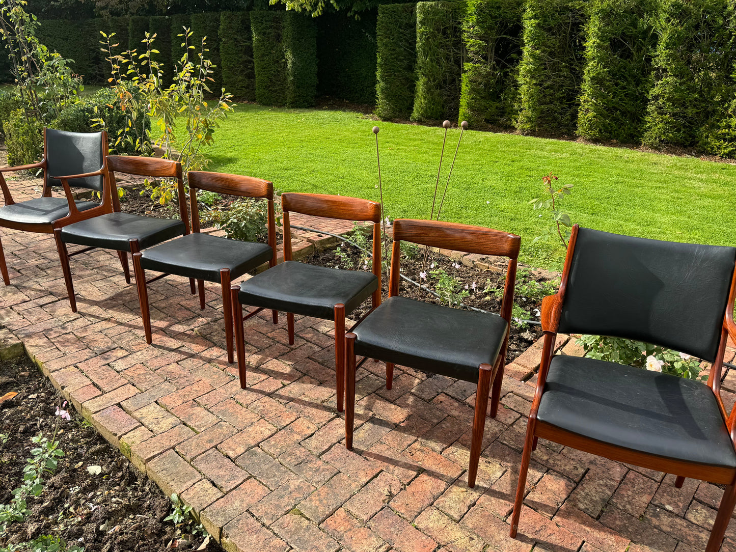 Mid Century Rosewood Bramin Dining Chairs with Uldum Møbelfabrik Armchairs - Pending A10 Certificate