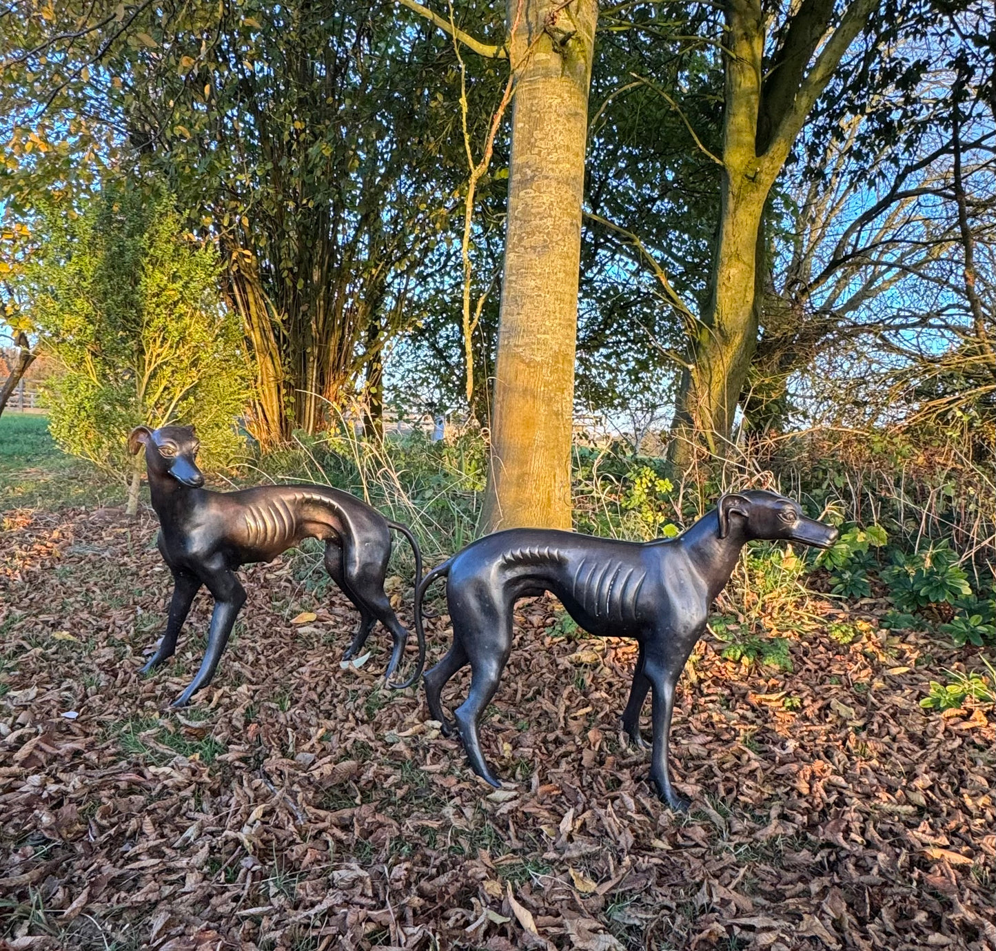 Mid Century Bronze Italian Greyhounds