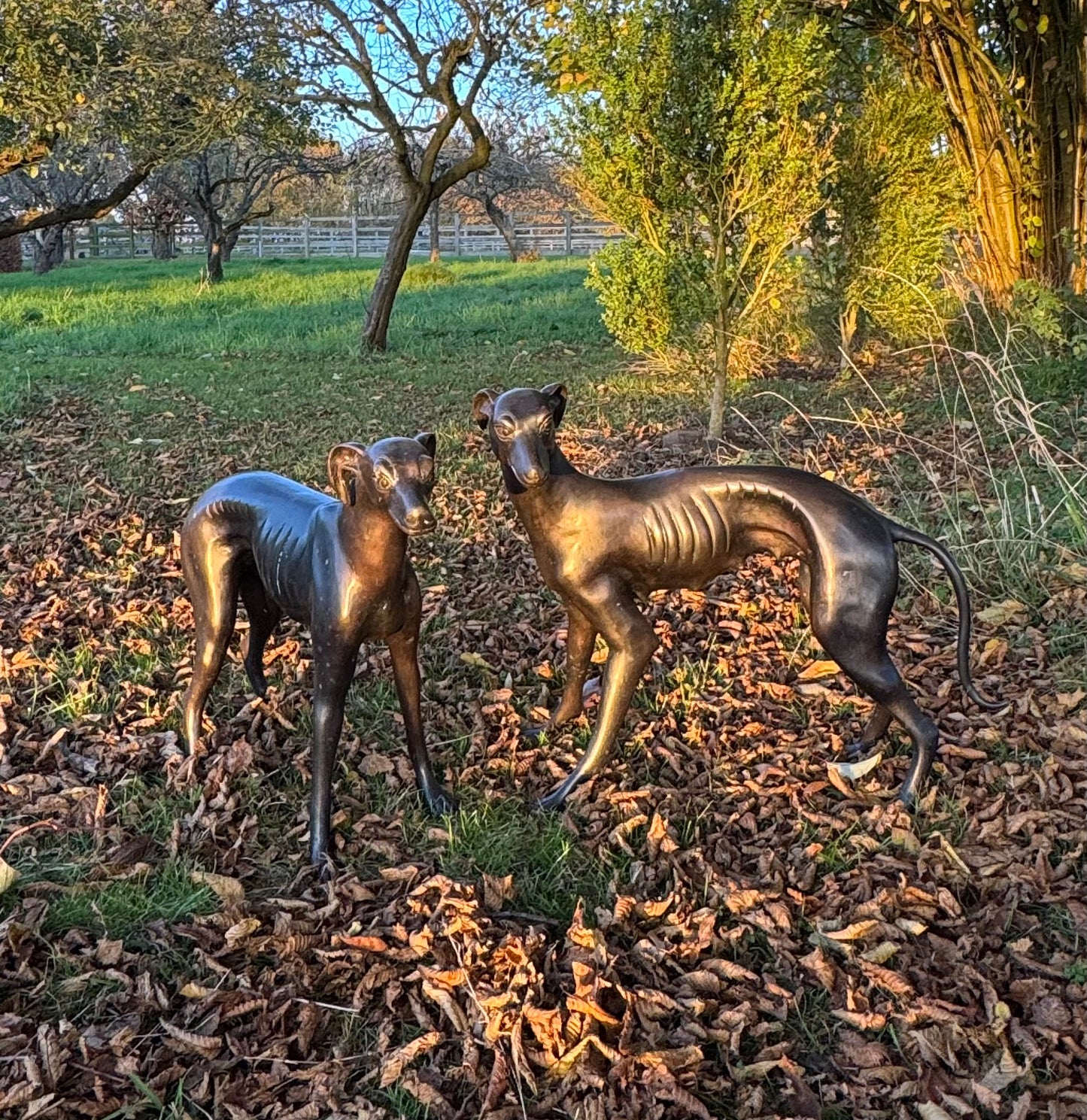 Mid Century Bronze Italian Greyhounds