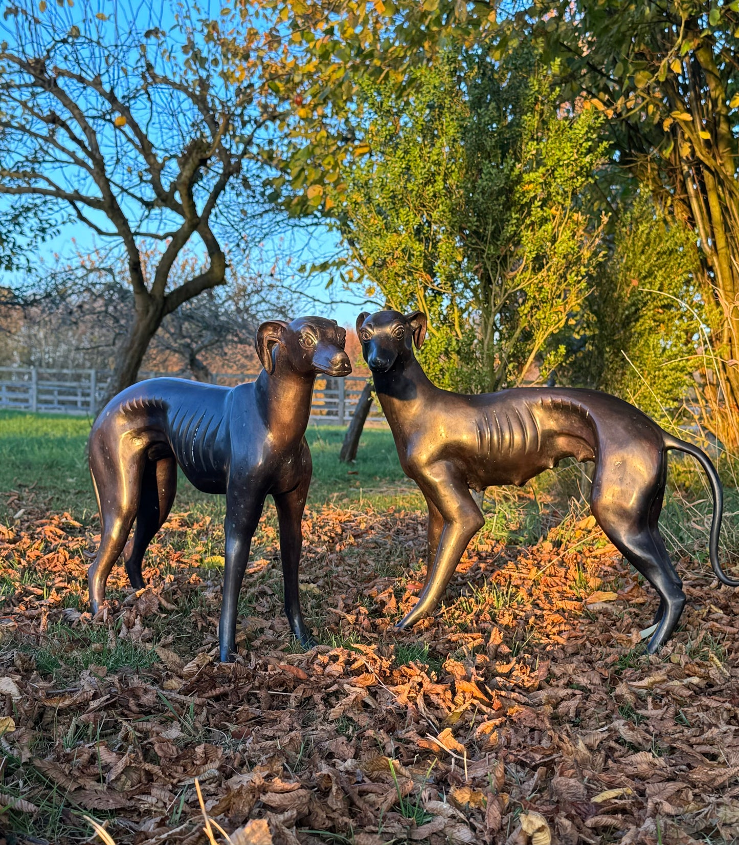 Mid Century Bronze Italian Greyhounds