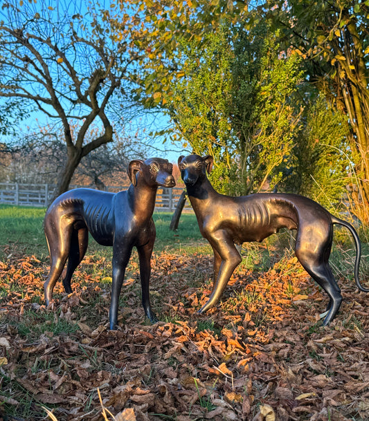 Mid Century Bronze Italian Greyhounds