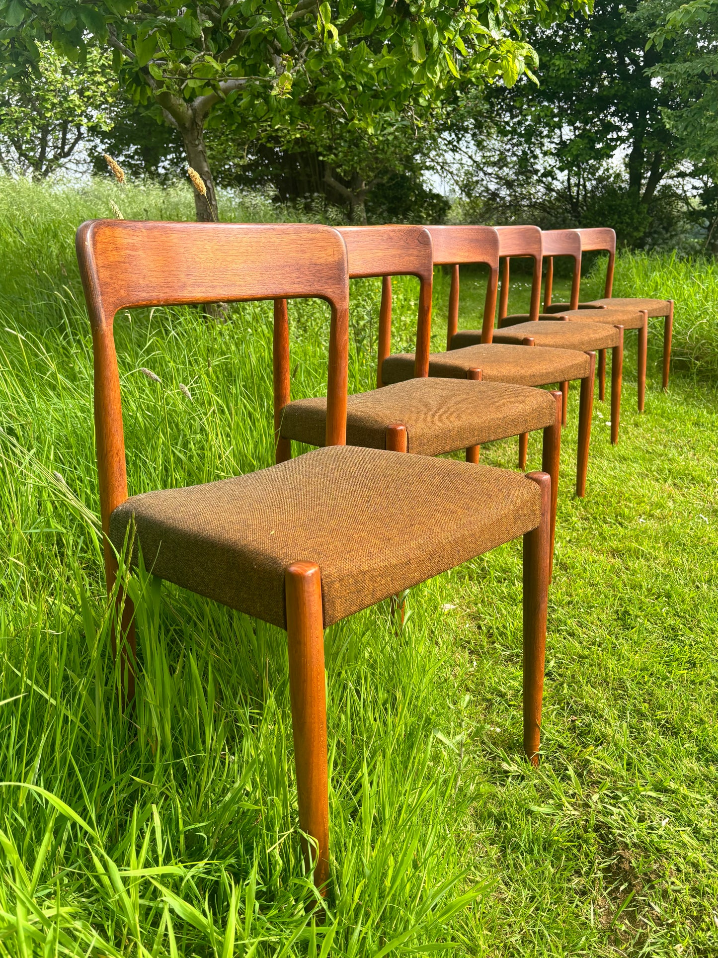 Vintage Mid Century Modern Danish Teak Dining Chairs by Svend Åage Madsen - Set of Six