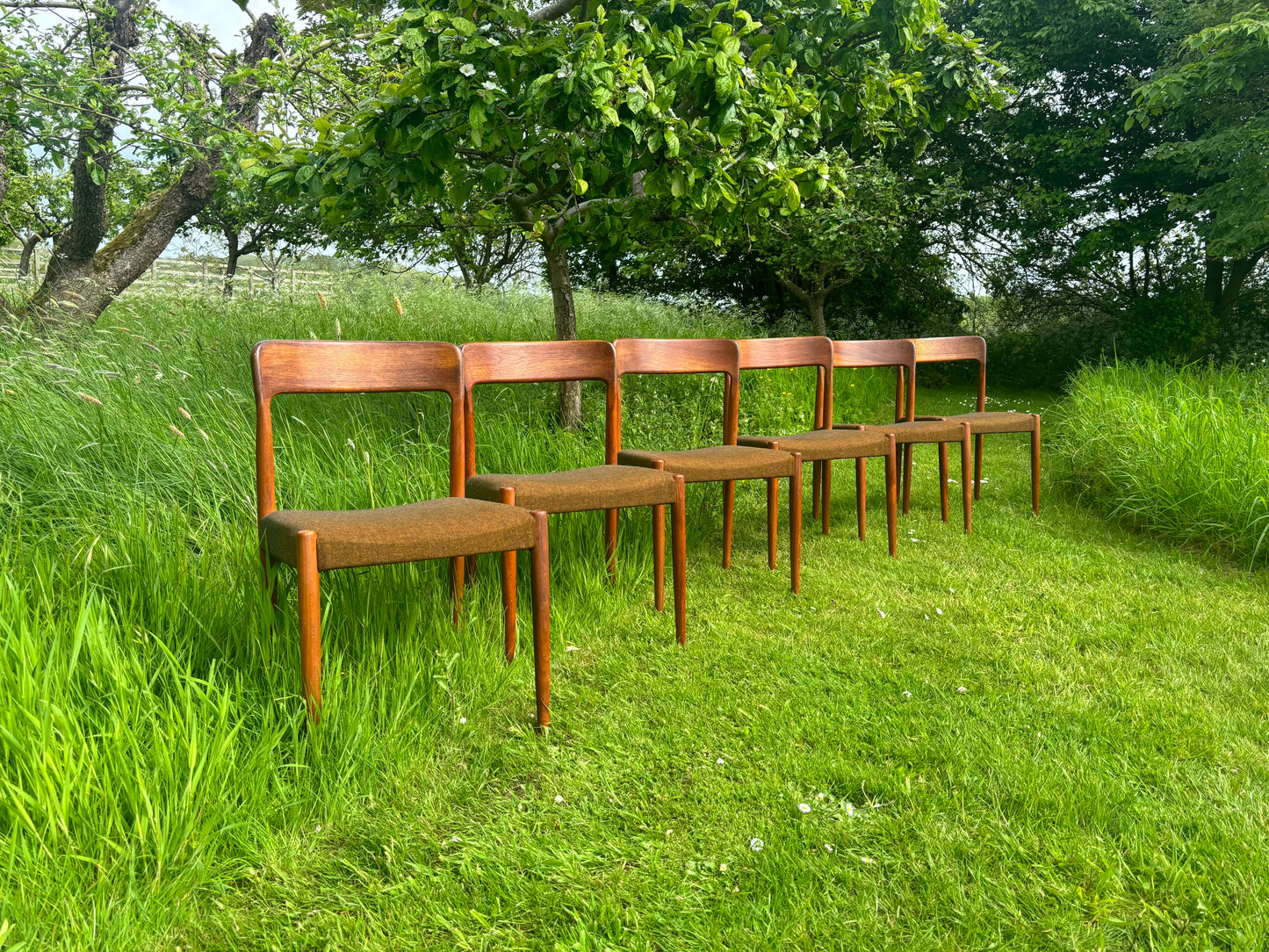 Vintage Mid Century Modern Danish Teak Dining Chairs by Svend Åage Madsen - Set of Six