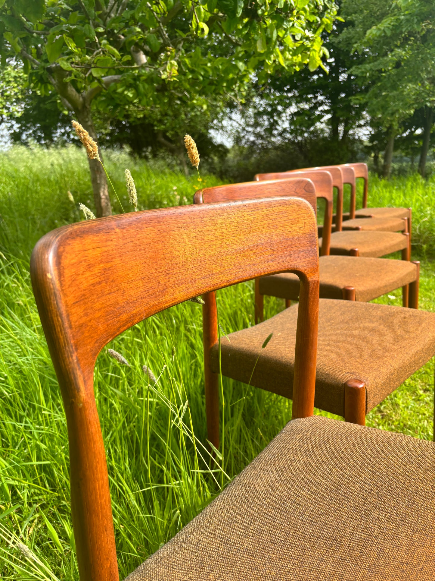 Vintage Mid Century Modern Danish Teak Dining Chairs by Svend Åage Madsen - Set of Six