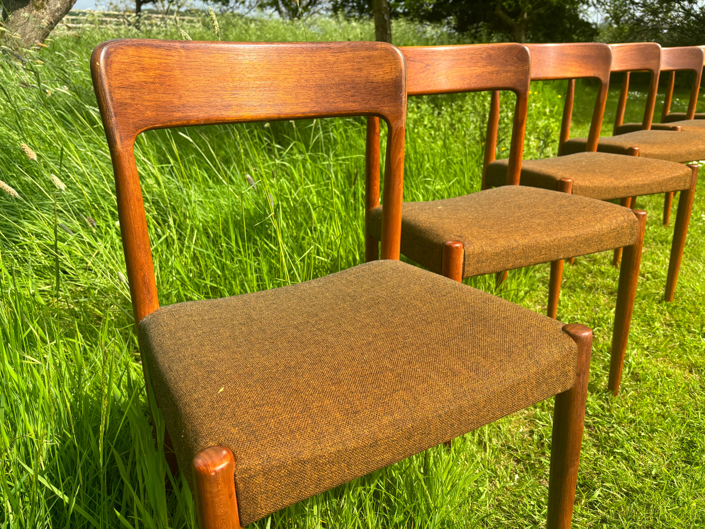 Vintage Mid Century Modern Danish Teak Dining Chairs by Svend Åage Madsen - Set of Six