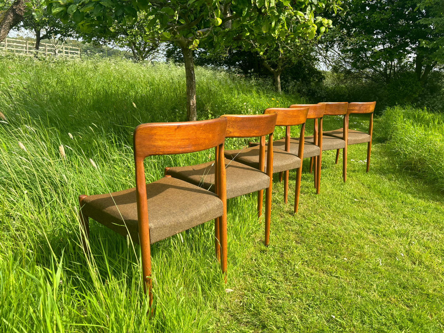 Vintage Mid Century Modern Danish Teak Dining Chairs by Svend Åage Madsen - Set of Six