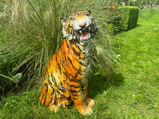Vintage Mid Century Modern Italian Ceramic Tiger Statue / Sculpture