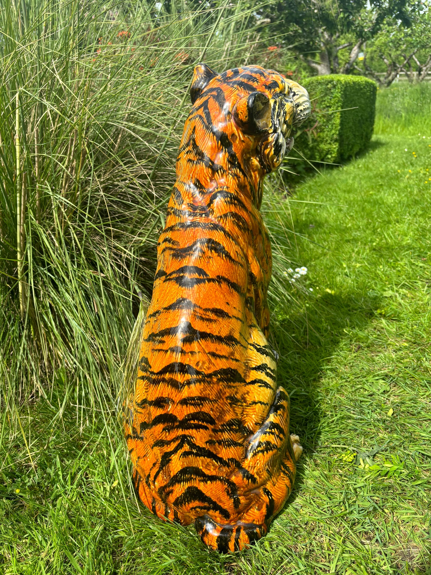 Vintage Mid Century Modern Italian Ceramic Tiger Statue / Sculpture