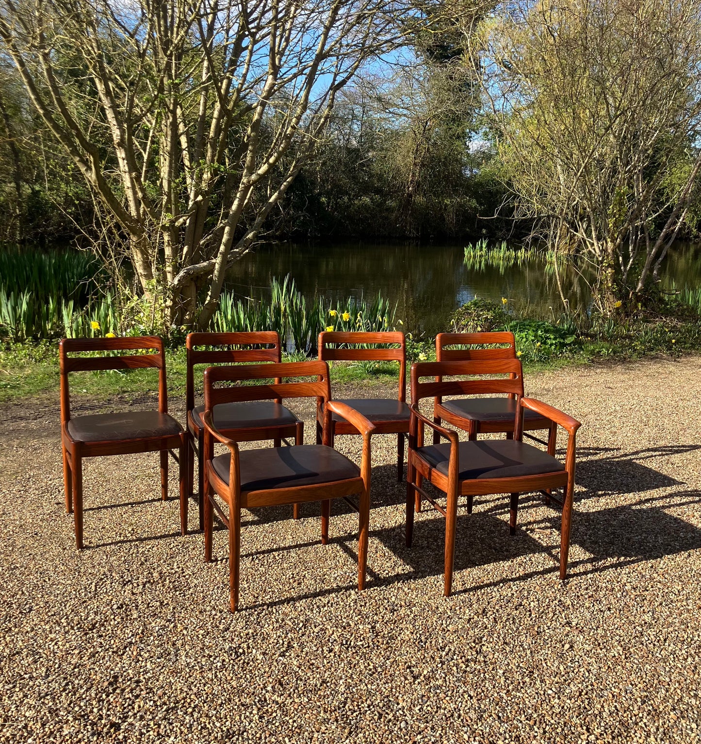 Mid Century Modern 6 Model Dining Chairs in Mahogany by H.W. Klein, 1960s