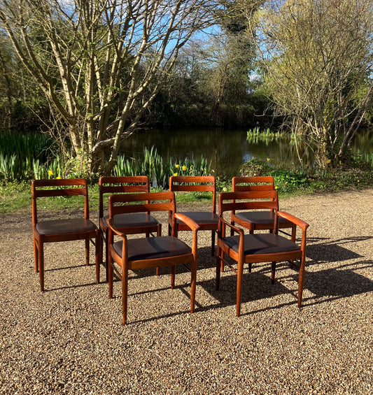 Mid Century Modern 6 Model Dining Chairs in Mahogany by H.W. Klein, 1960s