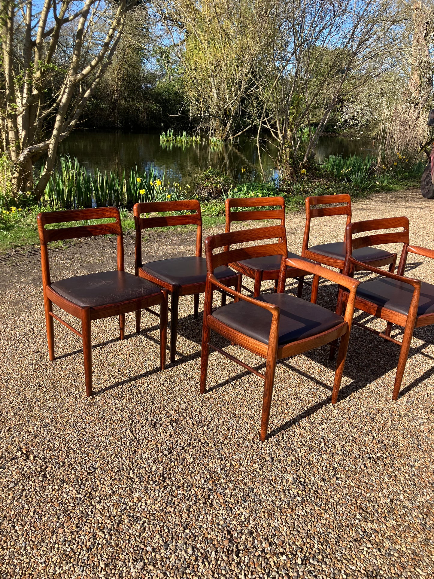 Mid Century Modern 6 Model Dining Chairs in Mahogany by H.W. Klein, 1960s