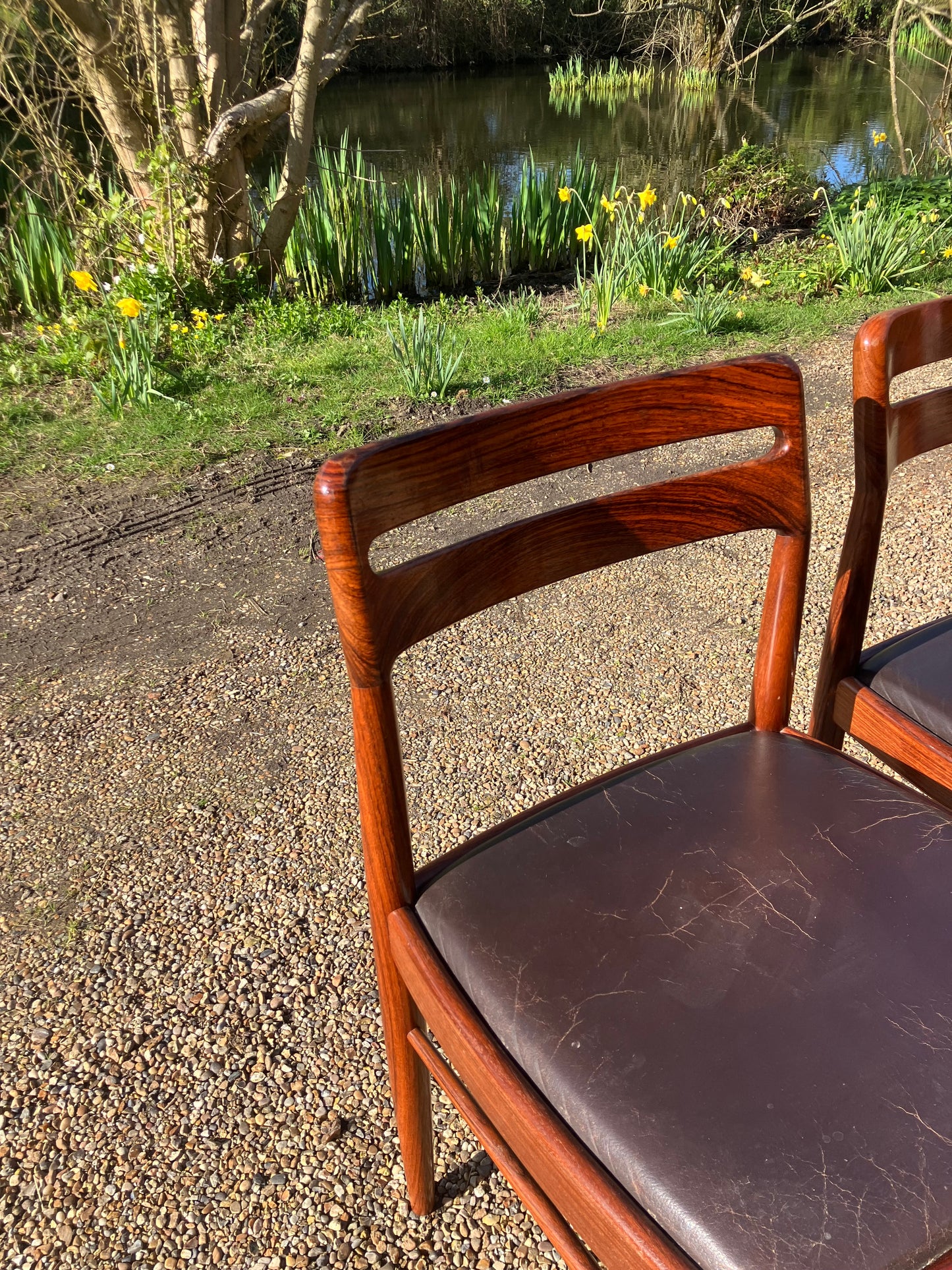 Mid Century Modern 6 Model Dining Chairs in Mahogany by H.W. Klein, 1960s