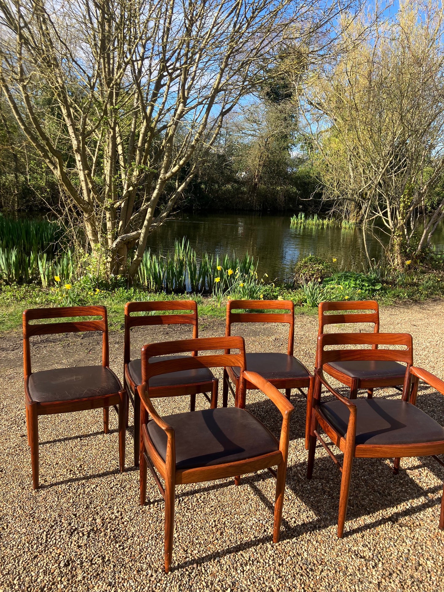 Mid Century Modern 6 Model Dining Chairs in Mahogany by H.W. Klein, 1960s