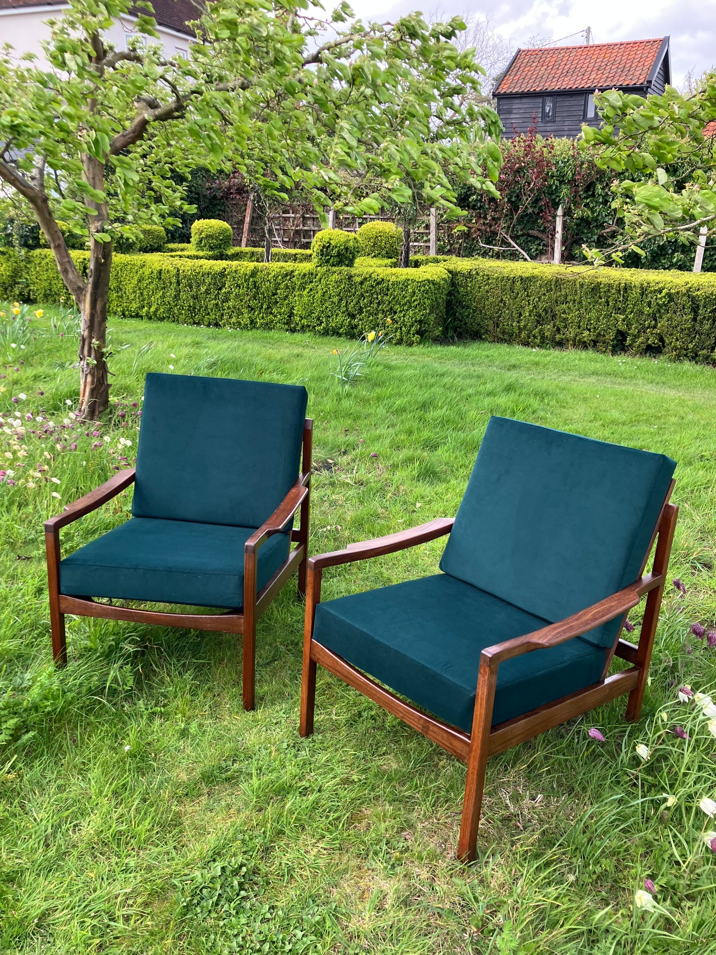 ***For Amanda*** Vintage Mid Century Modern Teak Lounge Chairs