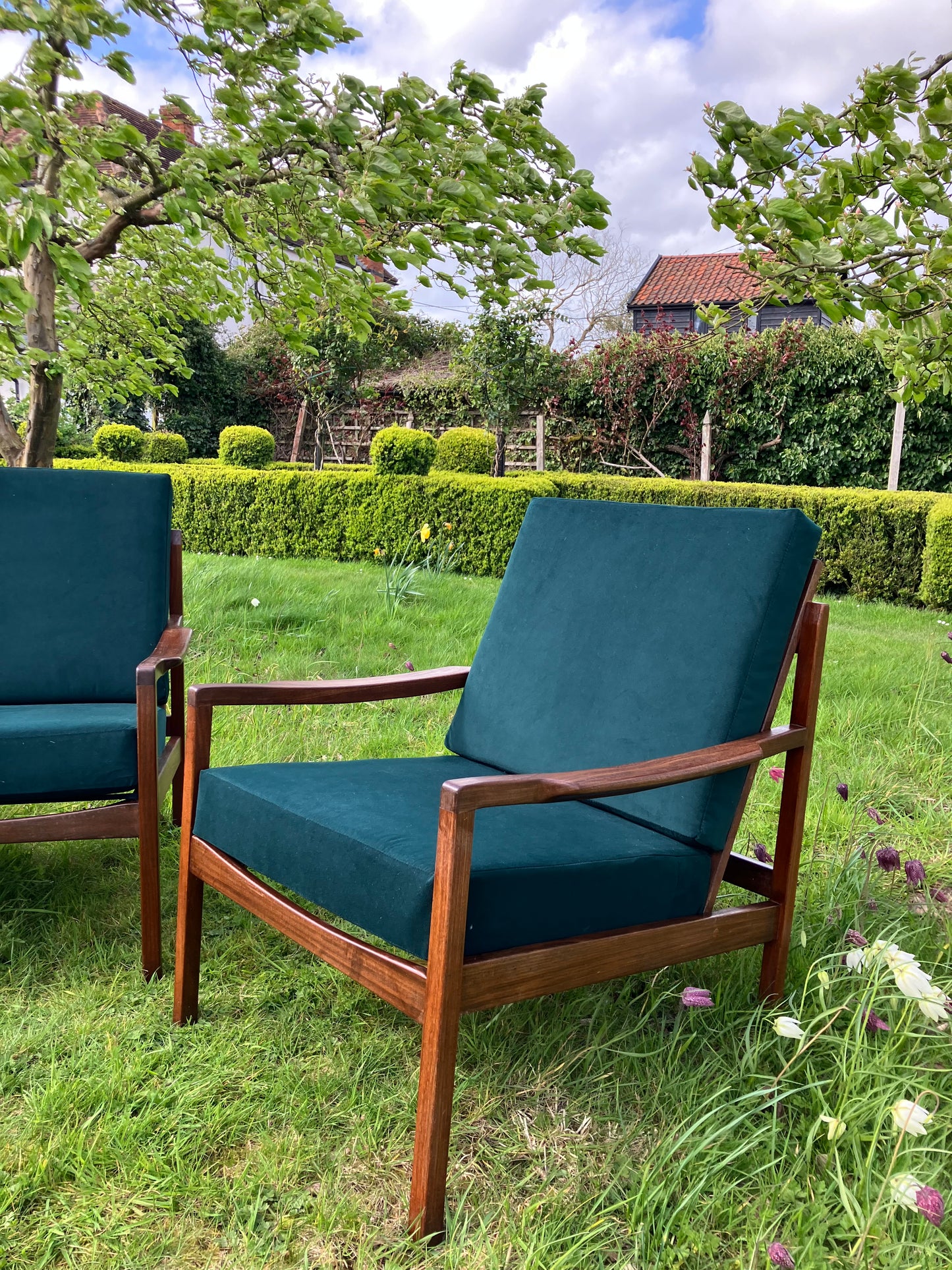***For Amanda*** Vintage Mid Century Modern Teak Lounge Chairs