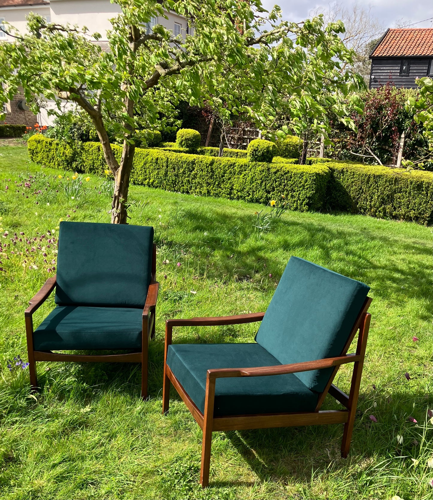 ***For Amanda*** Vintage Mid Century Modern Teak Lounge Chairs