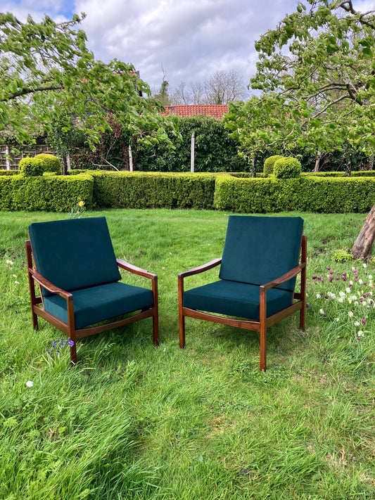 ***For Amanda*** Vintage Mid Century Modern Teak Lounge Chairs