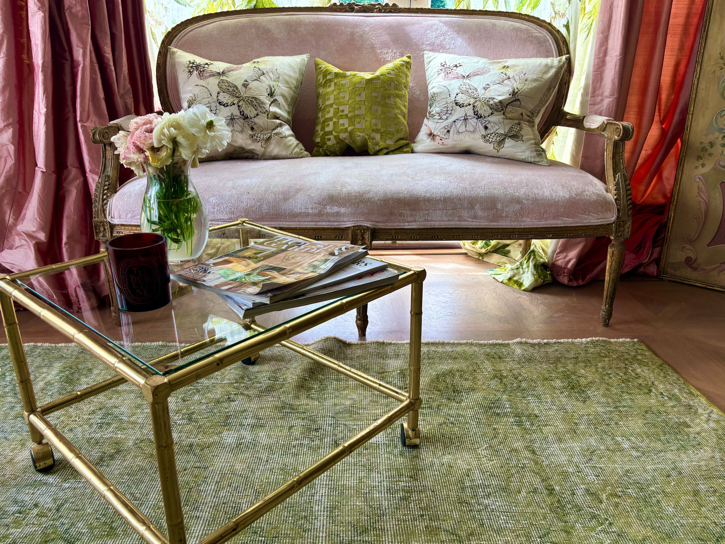 Pair of Gilt-Metal Hollywood Regency Faux Bamboo Side Tables in the Style of Maison Bagués