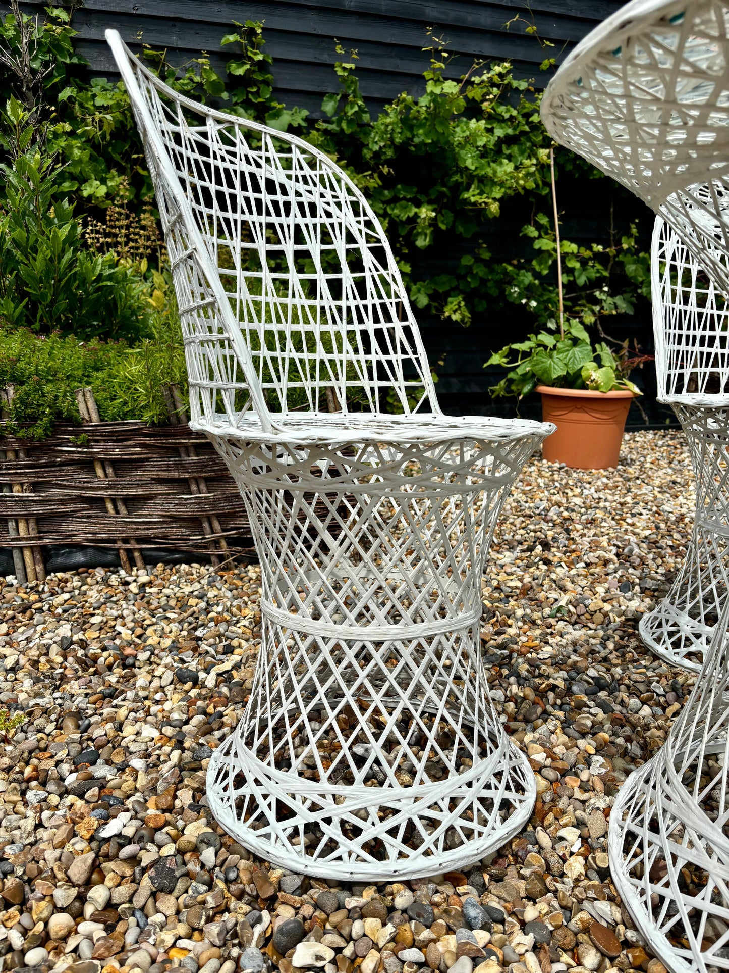 Mid Century Modern Hollywood Regency Rattan Garden Dining Set by Russell Woodard