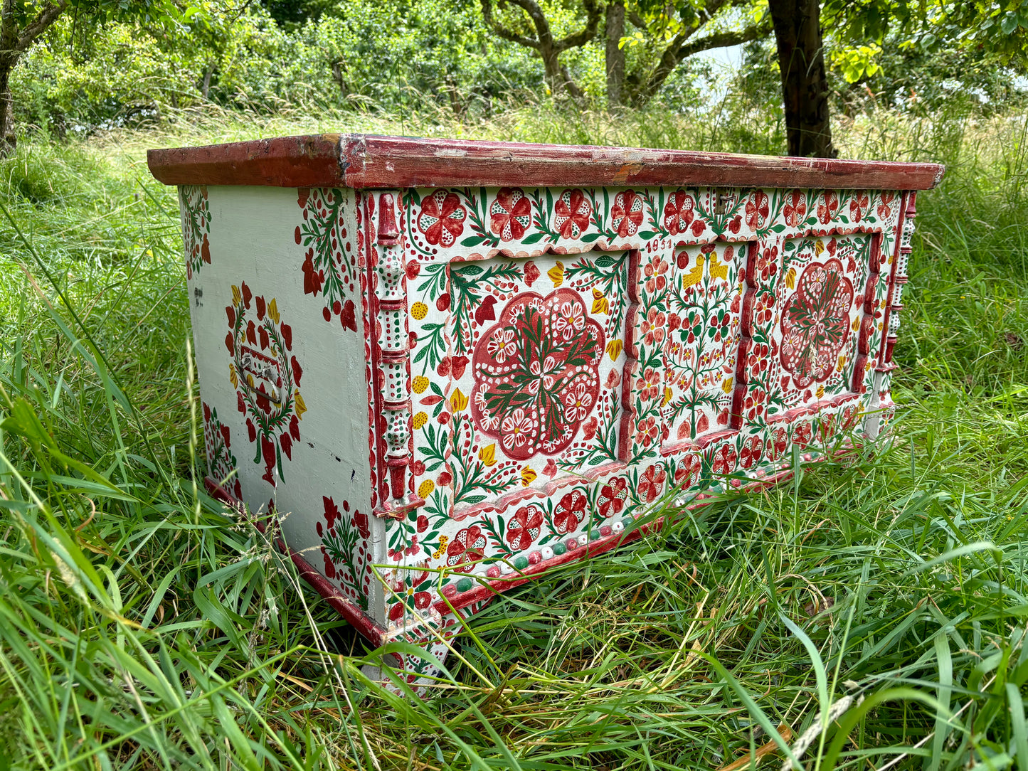 Antique Hand-Painted Marriage Chest / Trunk
