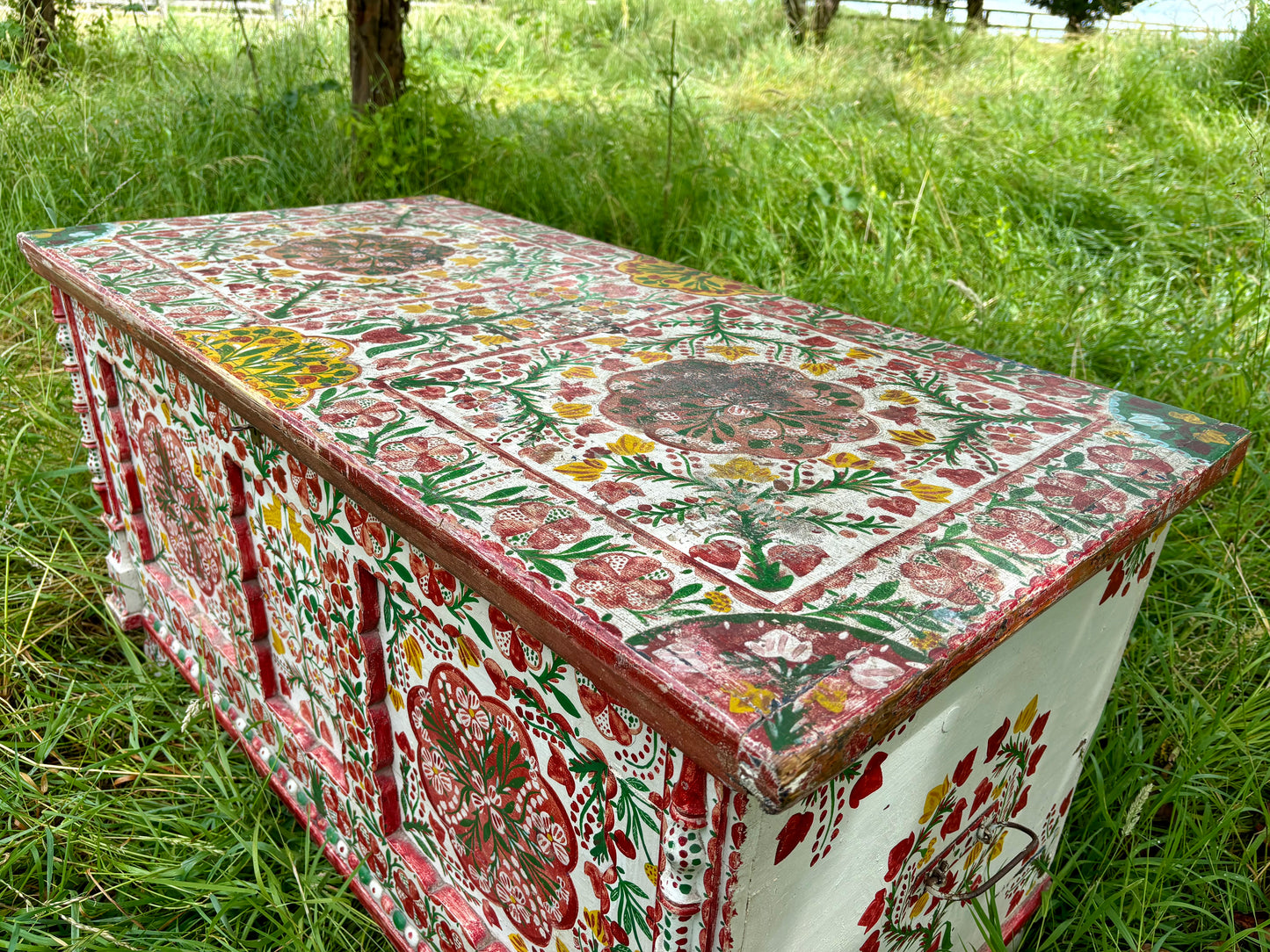 Antique Hand-Painted Marriage Chest / Trunk