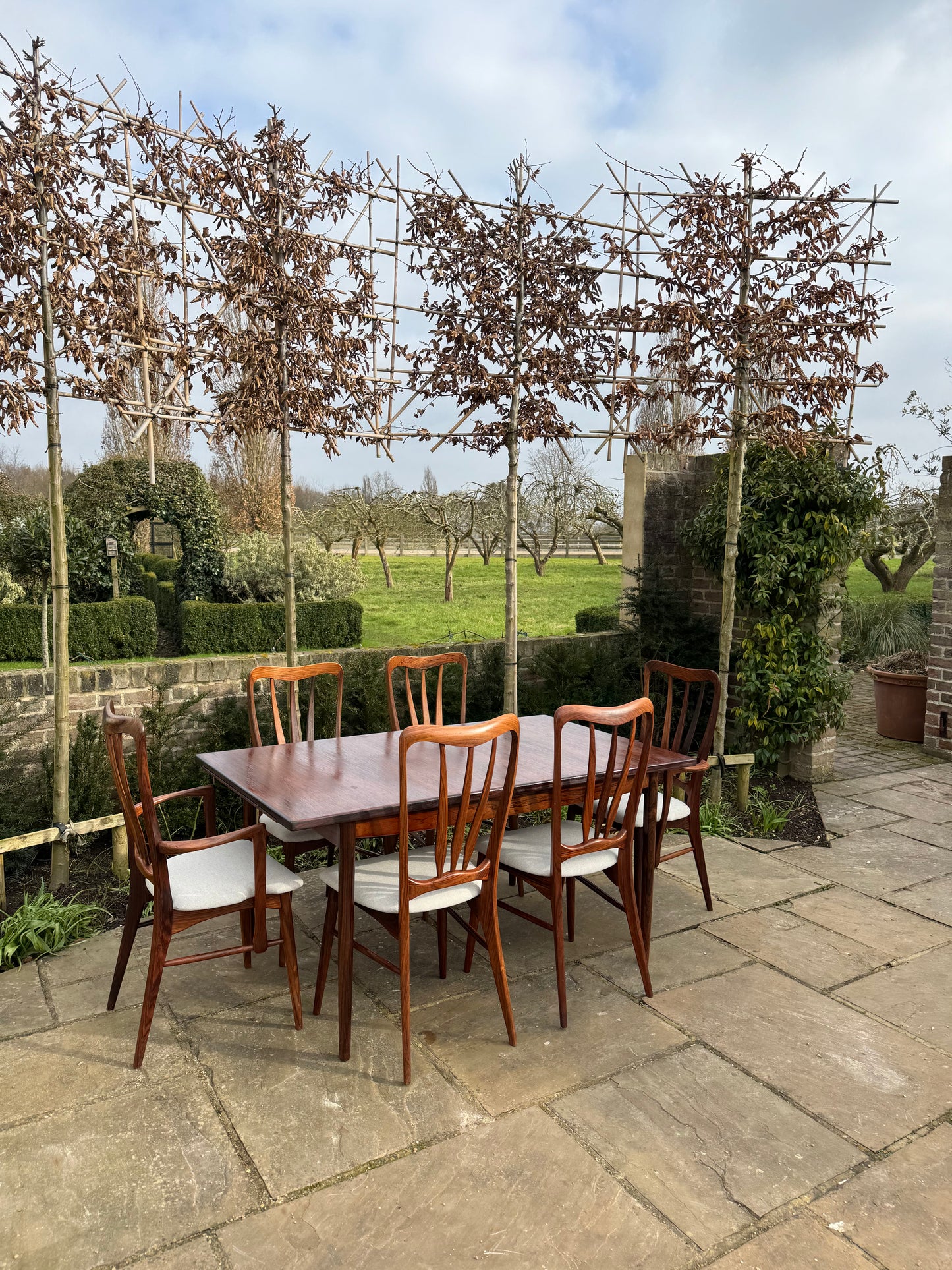 Mid Century Modern Danish Rosewood Large Dining Table and 10 Rosewood Dining chairs by Niels Keofoed - 1960