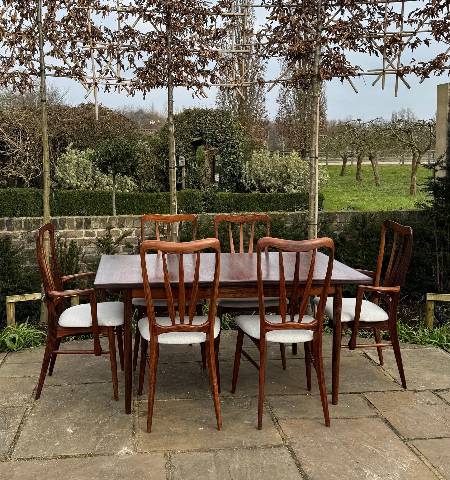 Mid Century Modern Danish Rosewood Large Dining Table and 10 Rosewood Dining chairs by Niels Keofoed - 1960