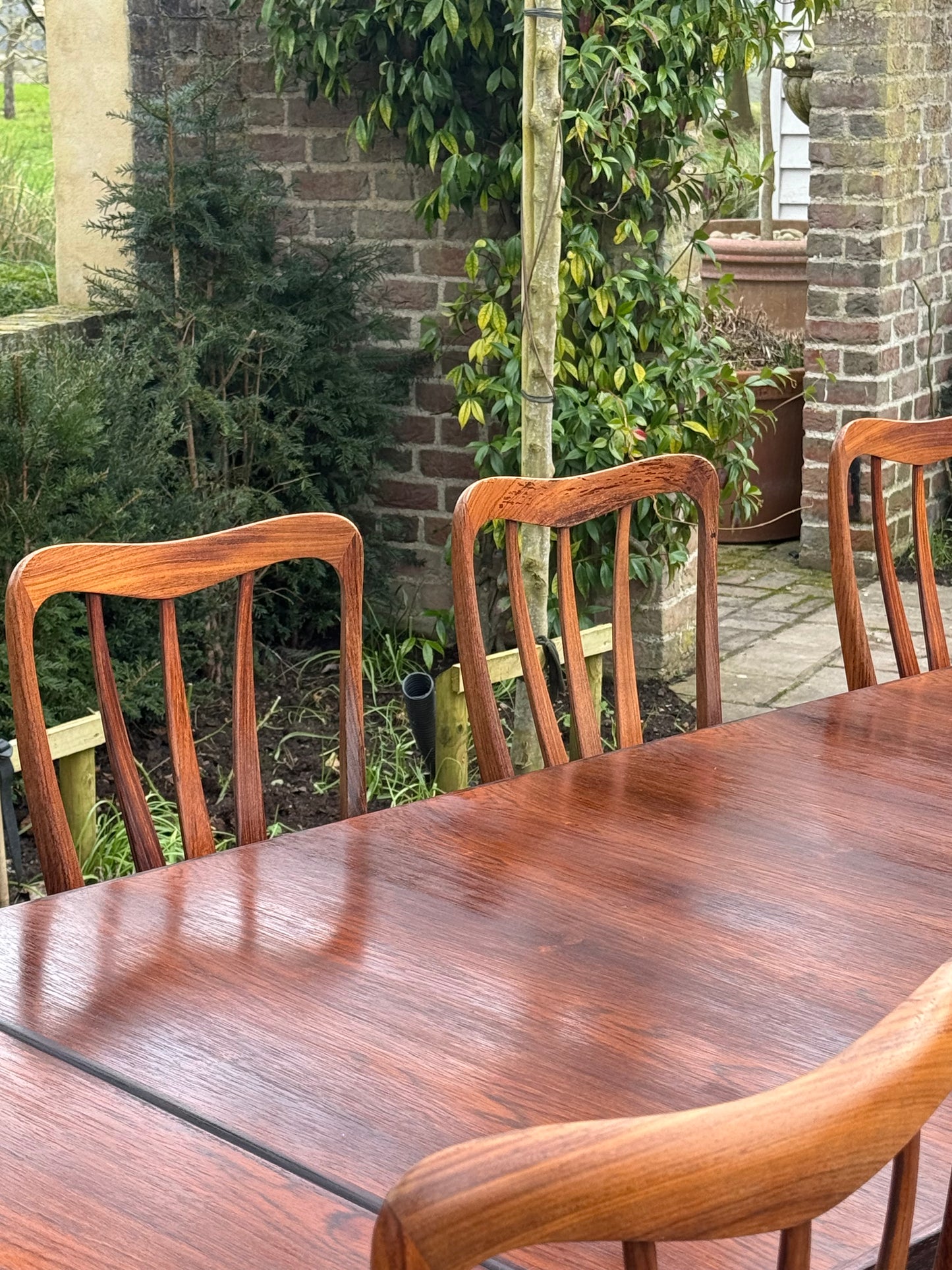Mid Century Modern Danish Rosewood Large Dining Table and 10 Rosewood Dining chairs by Niels Keofoed - 1960