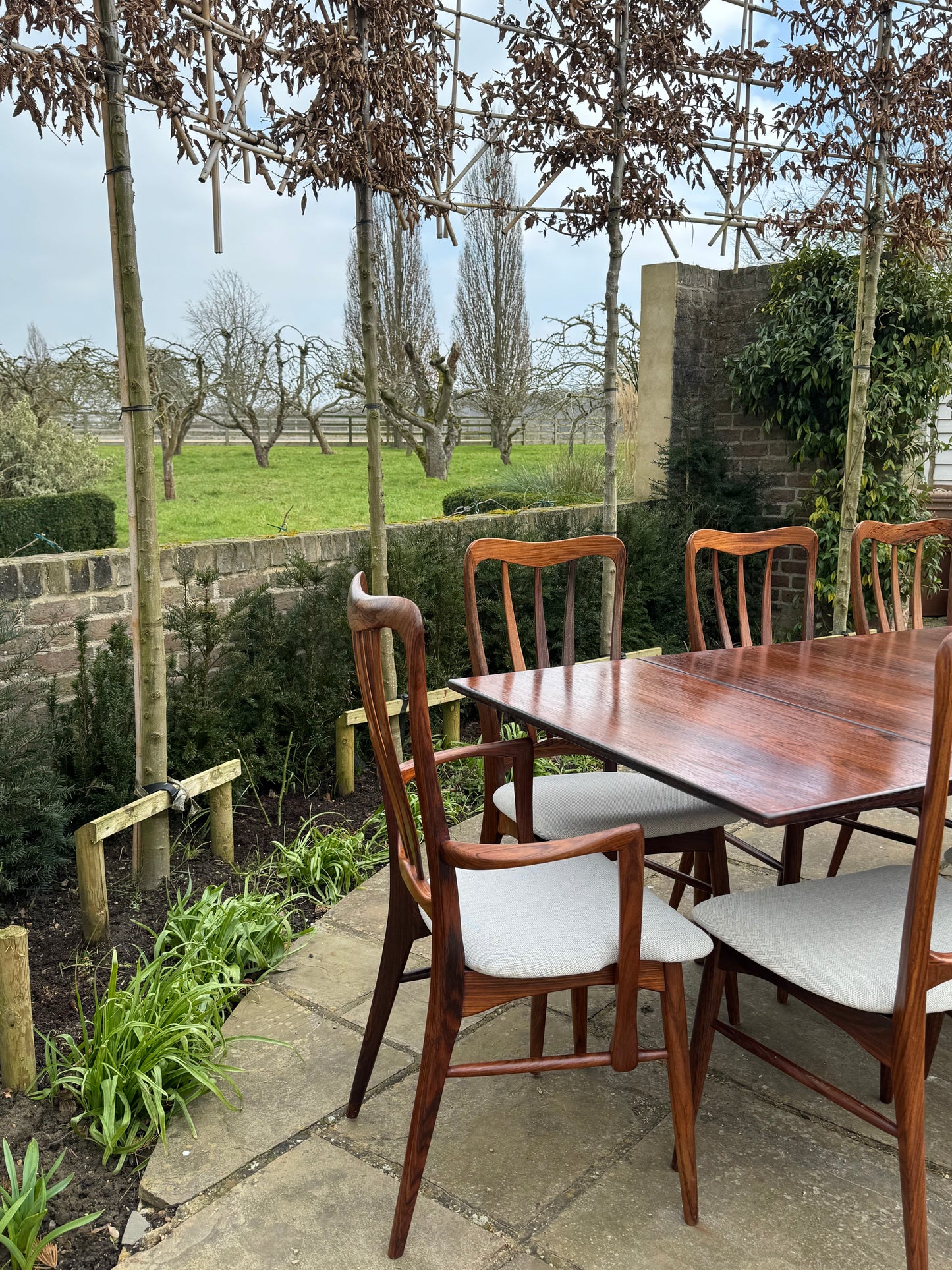 Mid Century Modern Danish Rosewood Large Dining Table and 10 Rosewood Dining chairs by Niels Keofoed - 1960