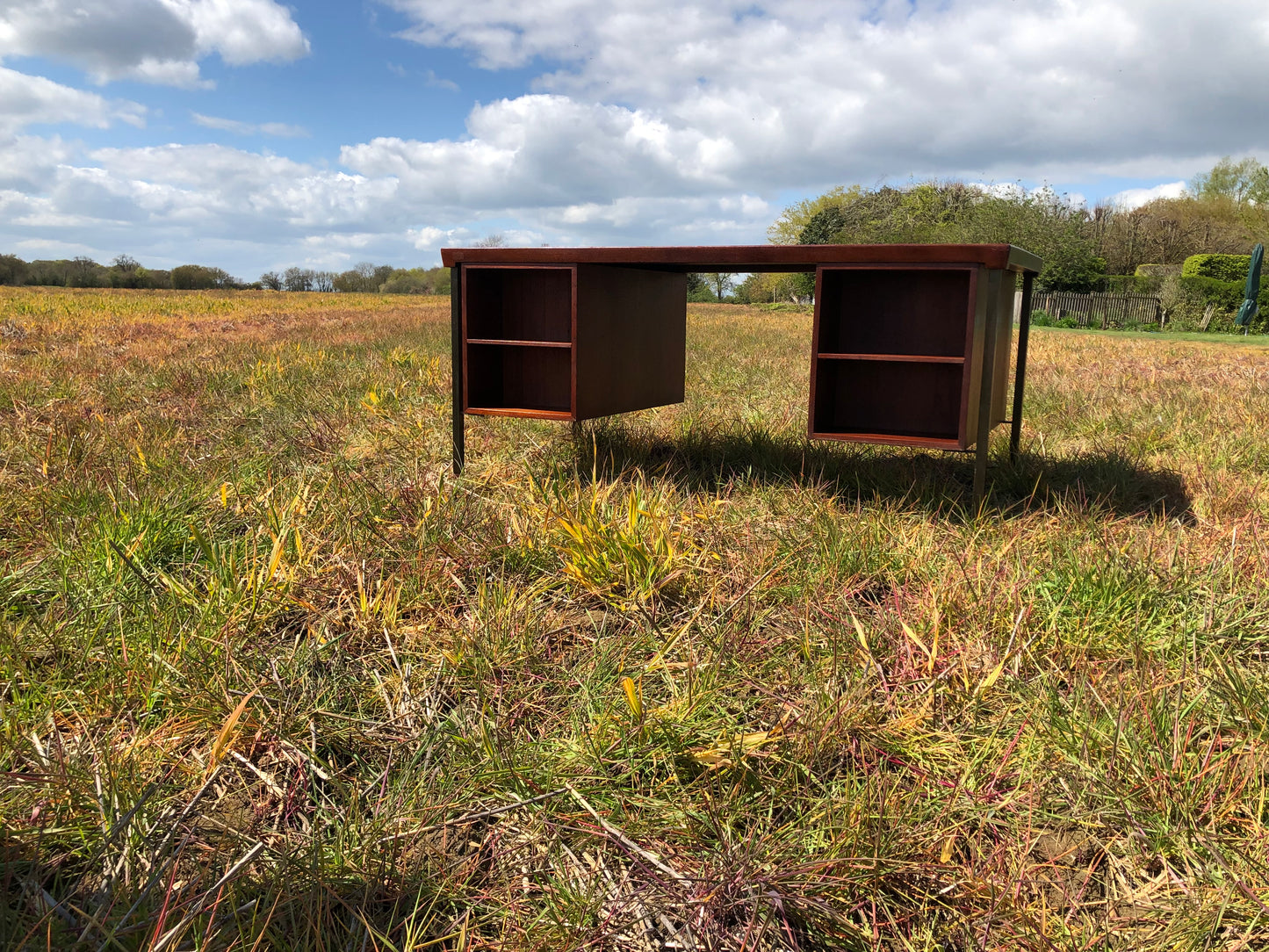 Mid century modern Danish teak partners desk by Peter Hvidt & Orla Mølgaard-Nielsen for Søborg, Denmark, 1950s