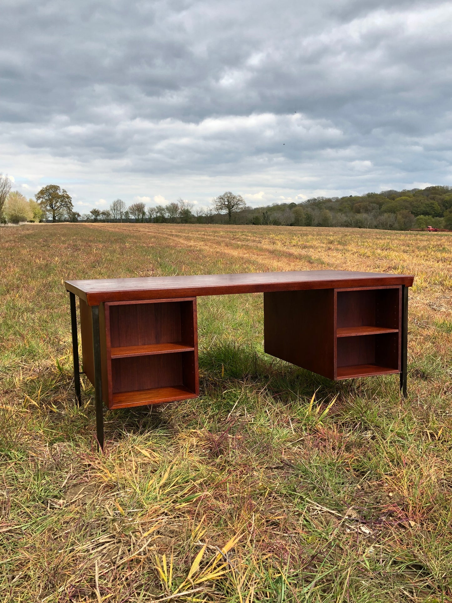 Mid century modern Danish teak partners desk by Peter Hvidt & Orla Mølgaard-Nielsen for Søborg, Denmark, 1950s