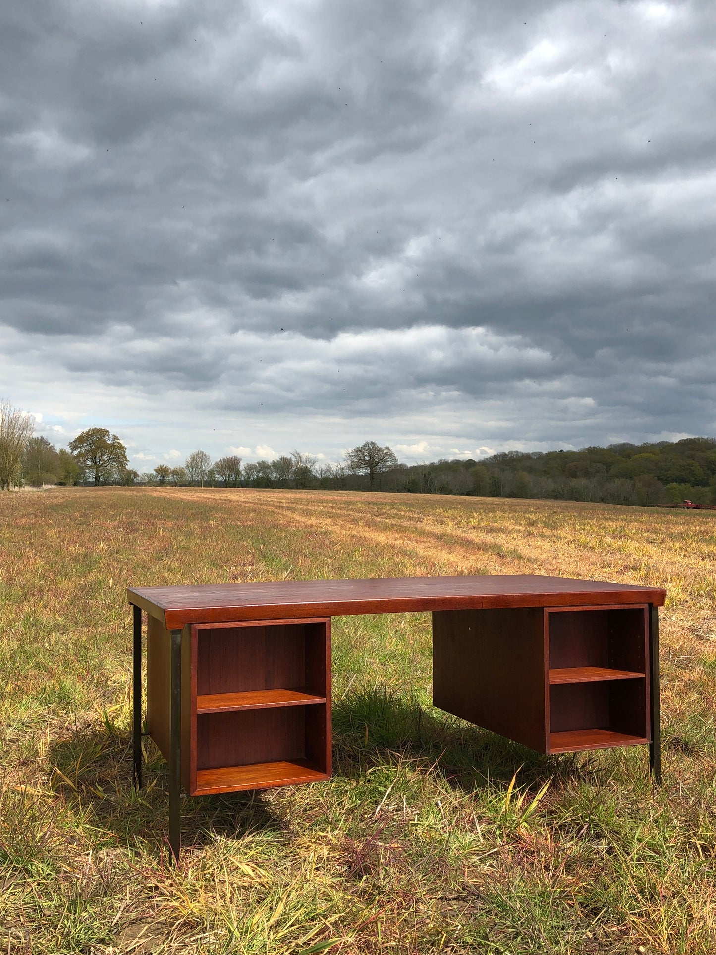 Mid century modern Danish teak partners desk by Peter Hvidt & Orla Mølgaard-Nielsen for Søborg, Denmark, 1950s
