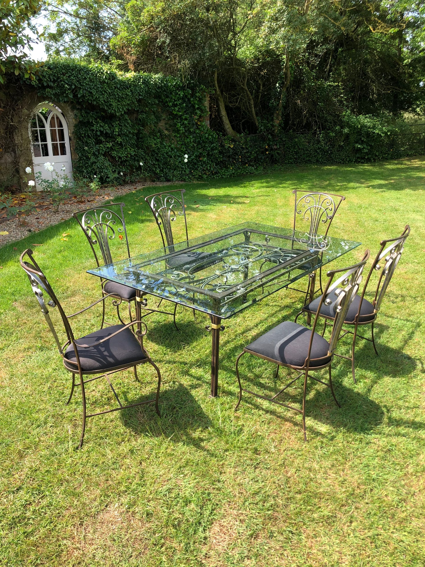 For Eva ******Mid Century Modern Hollywood Regency Wrought Iron  Chairs x 6