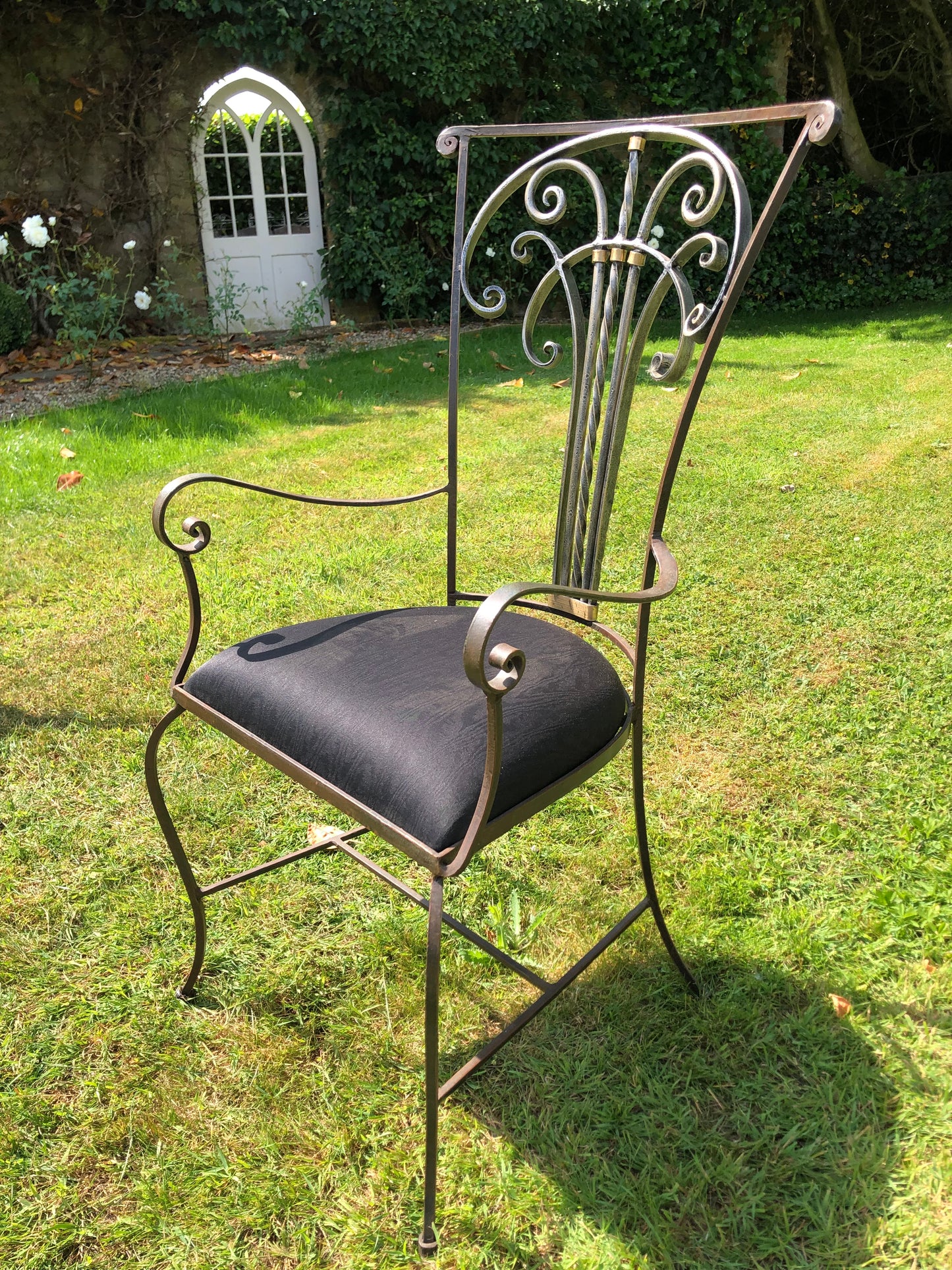 For Eva ******Mid Century Modern Hollywood Regency Wrought Iron  Chairs x 6