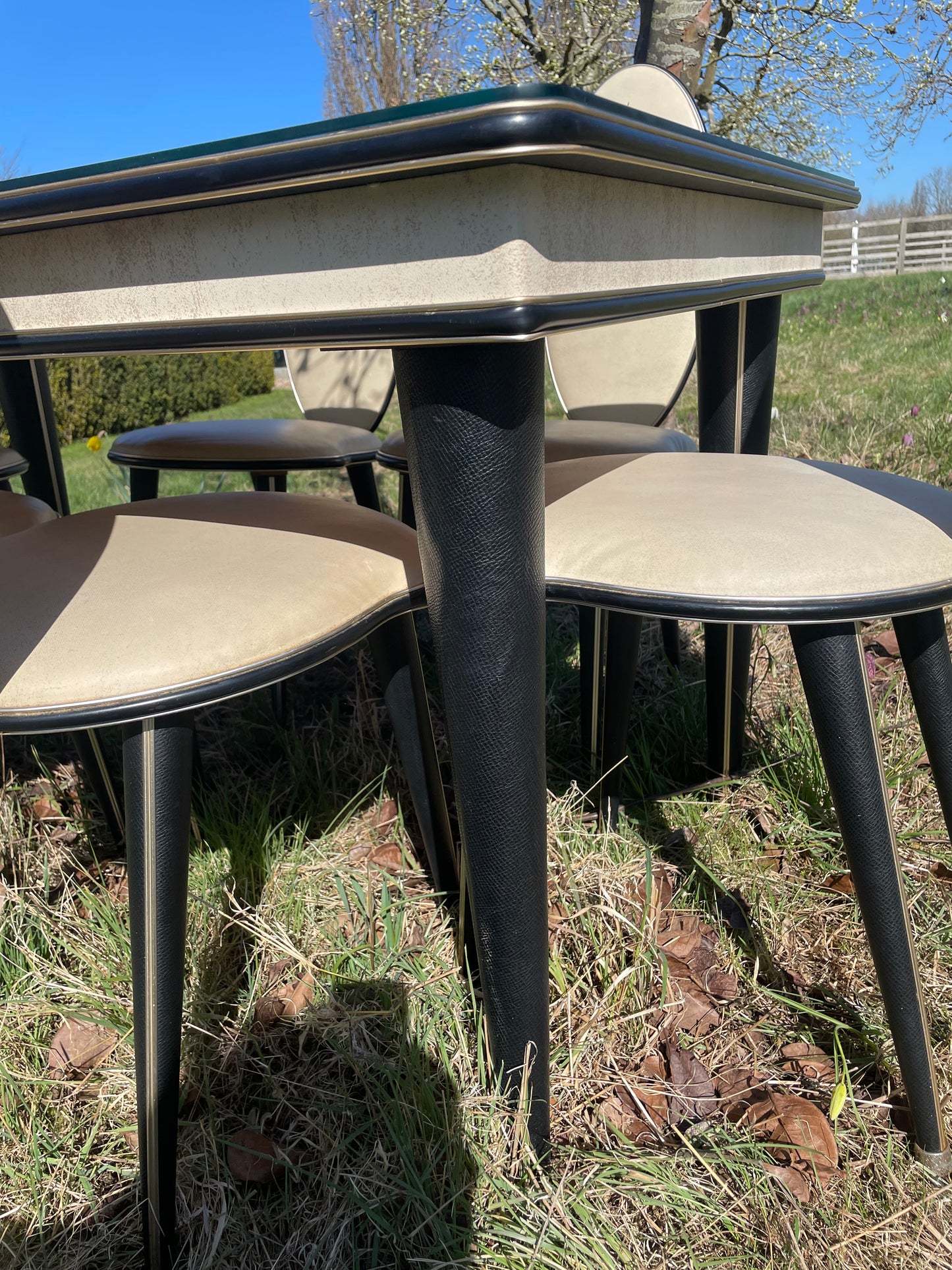 **FOR LINDA** Price includes Shipping *****Hollywood Regency Mid Century modern Chinoiserie dining set by Umberto Mascagni.