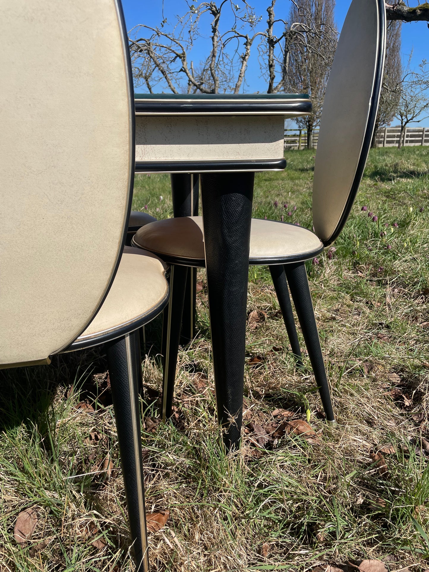 **FOR LINDA** Price includes Shipping *****Hollywood Regency Mid Century modern Chinoiserie dining set by Umberto Mascagni.