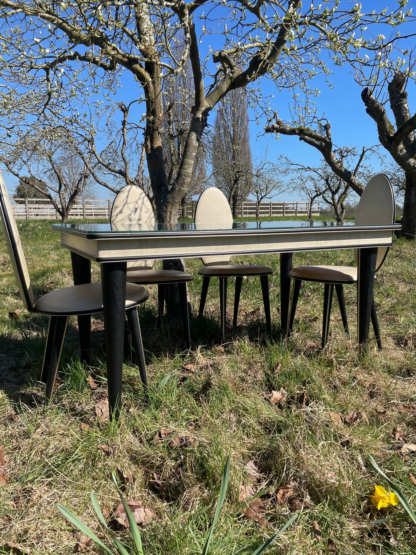 **FOR LINDA** Price includes Shipping *****Hollywood Regency Mid Century modern Chinoiserie dining set by Umberto Mascagni.