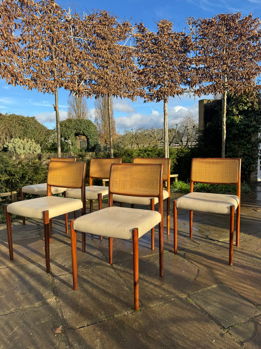 Danish Rosewood Set of Eight Dining Chairs by Nils Otto Moller 1960.
