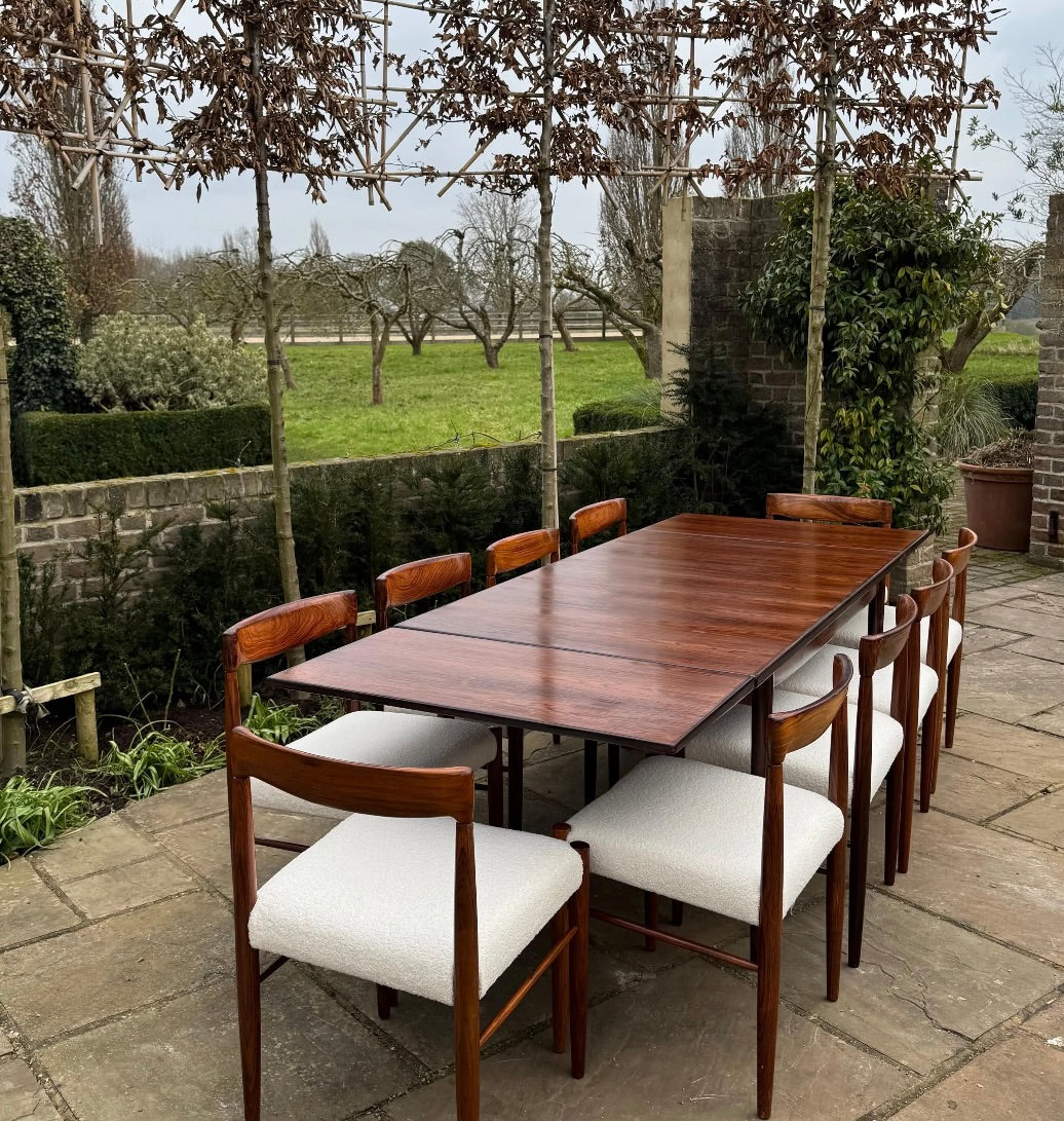 Mid Century Modern Dining Set - Rosewood Dining Table and 10 Danish Dining Chairs by H W Klein for Bramin - Pending A10 certificate
