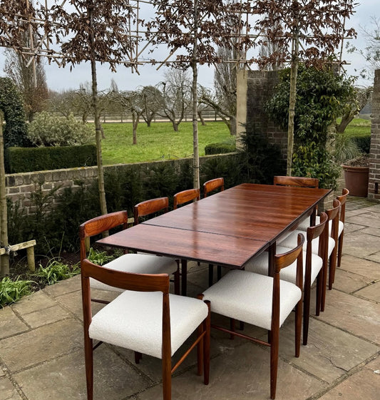 Mid Century Modern Dining Set - Rosewood Dining Table and 10 Danish Dining Chairs by H W Klein for Bramin - Pending A10 certificate