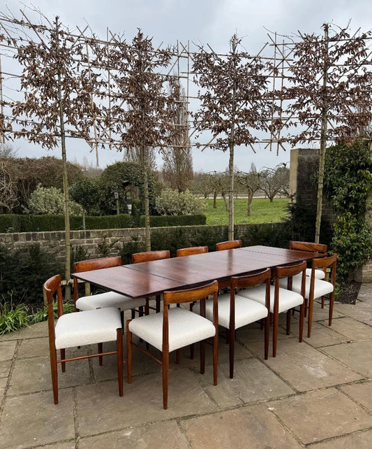 Mid Century Modern Dining Set - Rosewood Dining Table and 10 Danish Dining Chairs by H W Klein for Bramin - Pending A10 certificate