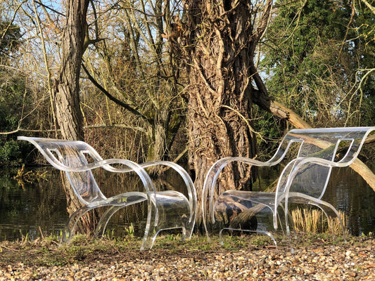 Mid Century Modern 1970s Lucite Armchairs after a model of Gerald Summers