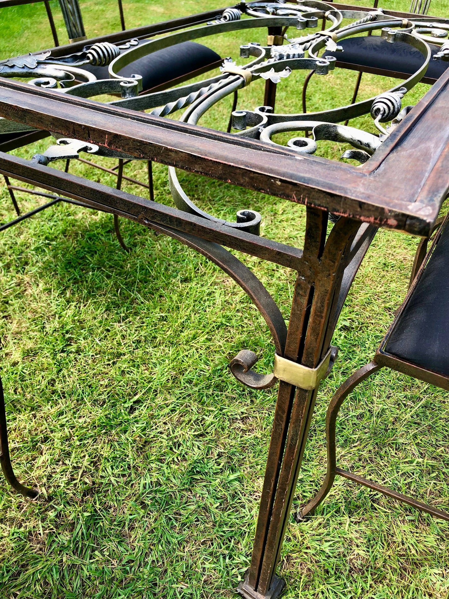 Mid Century Modern Hollywood Regency Wrought Iron Garden Dining Table