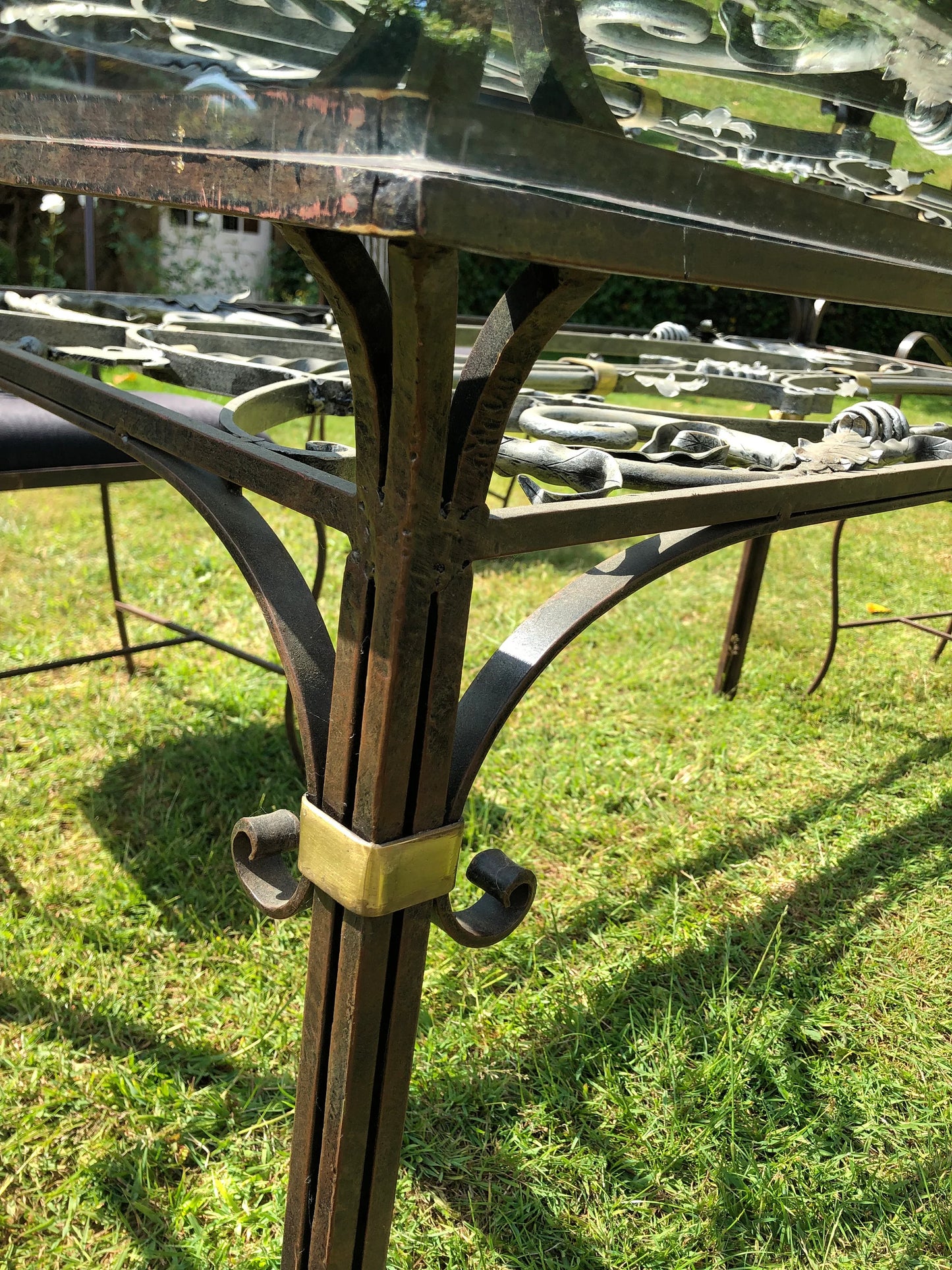 Mid Century Modern Hollywood Regency Wrought Iron Garden Dining Table