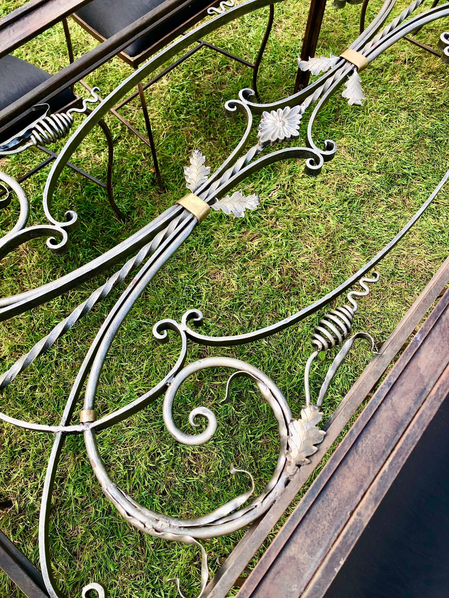 Mid Century Modern Hollywood Regency Wrought Iron Garden Dining Table