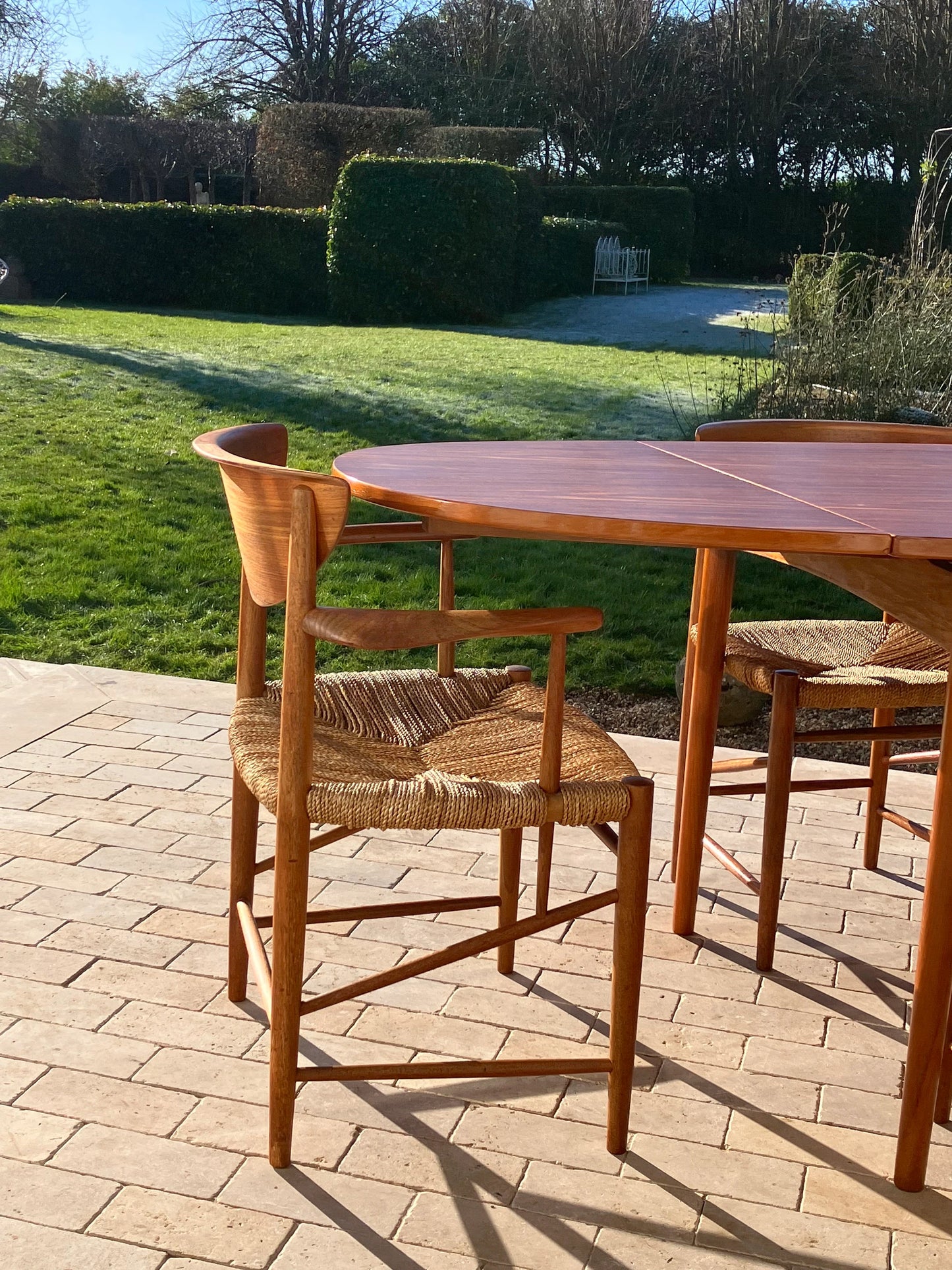 Mid Century Modern Teak Dining Set Comprising of a Chair Set by Perter Hvidt and Orla Mølgaard Nielsen and a Scandinavian Teak Table